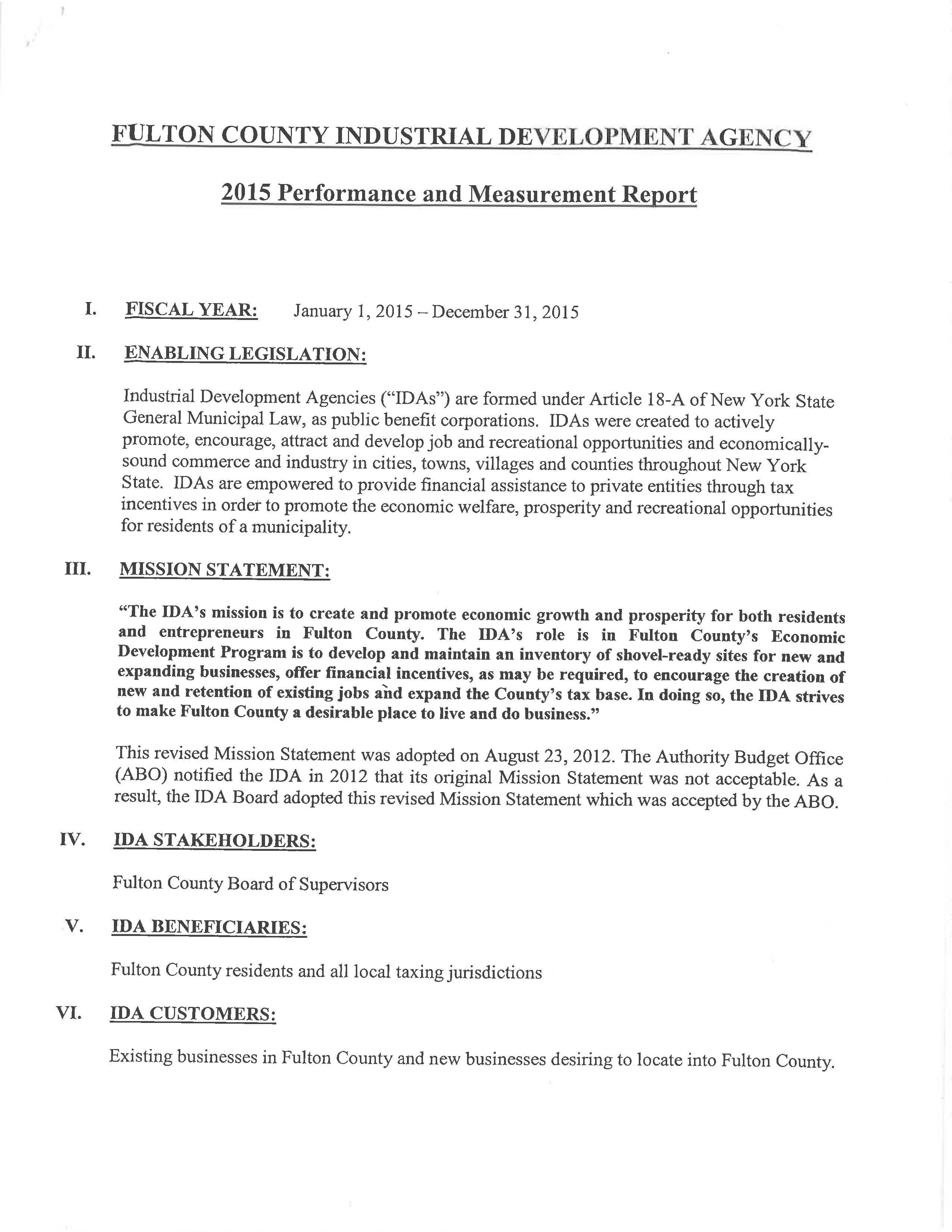 2015 Performance and Measurement Report