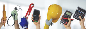 Fulton County photo of new hires holding up objects they use at work in their new highly trained jobs