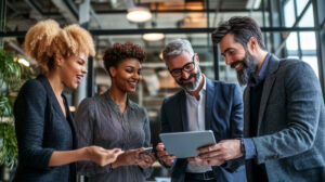 business expansion | Fulton County Industrial Development Agency Business team reviewing plans on a tablet