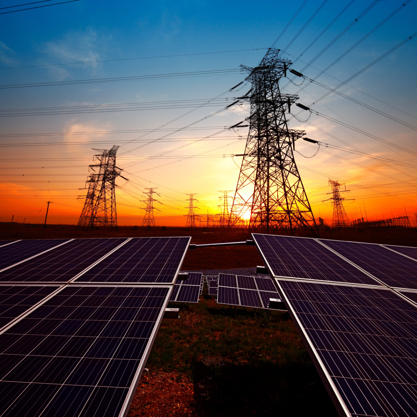 Solar panels and pylon, green environmental protection reliable power photo