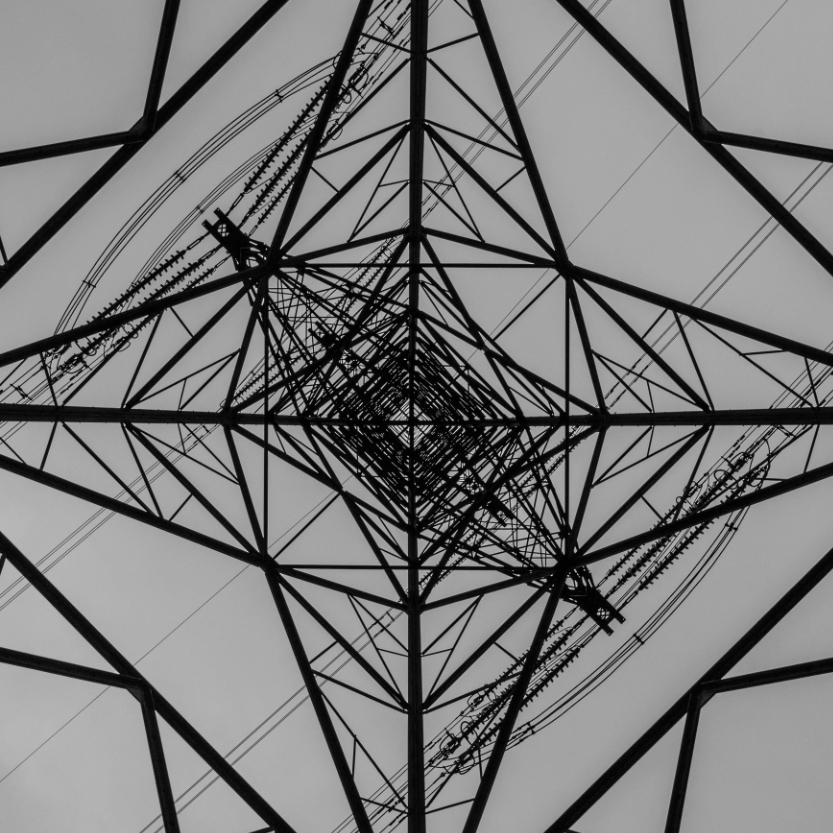 Electricity pylon viewed from below infrastructure photo